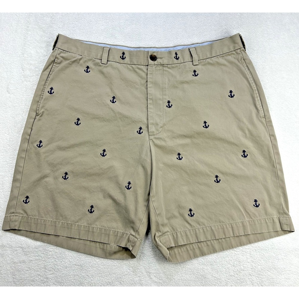 Vintage Brooks Brothers Shorts Mens 40x8 Beige Sailing Nautical Anchors Chinos